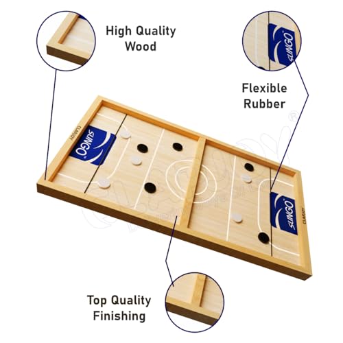 Clapjoy Slingo Fastest Finger First Board Game for Adults & Kids Wooden String Hockey Game Sling Puck Board Hockey Toy Perfect for Family Entertainment, Birthday Party, Christmas Gift