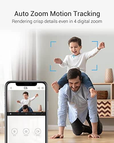 EZVIZ C6 Security WiFi Camera, 2K+ Indoor Home camera with AI Powered Human & Pet & Sound Detection, Night Vision, Auto-Zoom Tracking, Two Way Audio & Calling, 2.4G/5G WiFi, SD Card/Cloud Storage