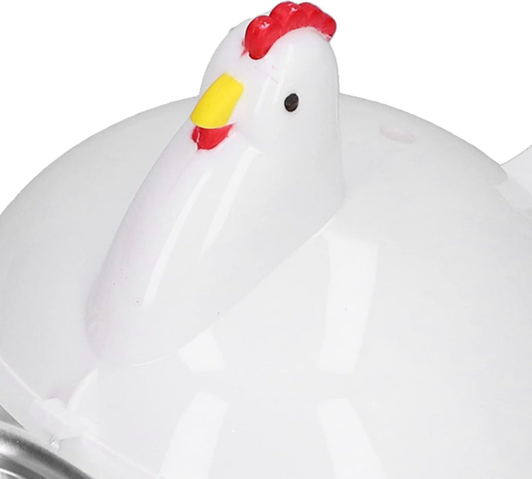 Cryfokt Egg Cooker, Chicken Shaped Microwave Eggs Boiler, Stainless Steel Egg Poachers with 4 Cooker Egg Cups, Rapid Electric Egg Boiler for Home Kitchen, Perfect Egg Maker, Egg Steamer Maker
