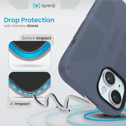 Speck iPhone 15 Case - Built for MagSafe, Drop Protection Grip ??for iPhone 15 iPhone 14 & iPhone 13 - Scratch Resistant, Soft Touch, 6.1 Inch Phone Case - CandyShell Grip Mystery Blue/Faded Denim