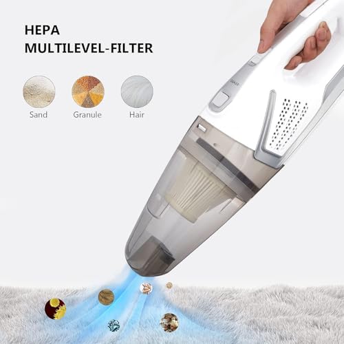 Vacuum Cleaner 2 in 1 Handheld Stick Cleaner 4M Long Cord Lightweight Powerful 600W 16000Pa Suction 0.5L Large Capacity Excellent Central Filtration System for Car Home Kitchen Hair- White