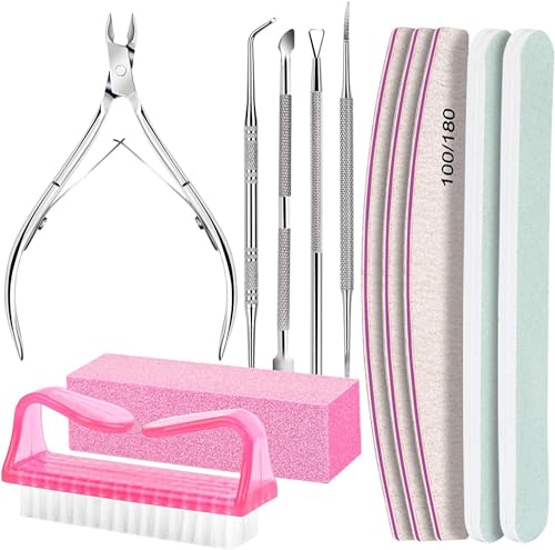Paporich Nail Care Tool Kit, Nail Files 100/180, Nail Buffer Block, Cuticle Nippers, Cuticle Pusher, Cuticle Trimmer, Nail Lifter for Ingrown Toenails, Nail Tools, Nail Kit, Pedicure & Manicure Tools