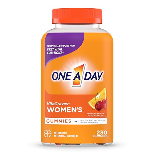 One A Day Womenâ€™s Multivitamin Gummies, Supplement with Vitamin A, Vitamin C, Vitamin D, Vitamin E and Zinc for Immune Health Support, Calcium & more, Orange, 230 count, Fruity