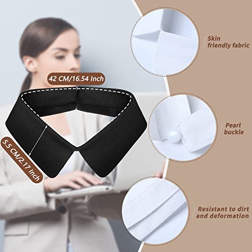 MAKINGTEC Fake Collar for Women 2 Pieces Faux Collar False Lapel Detachable Dickey Collar White Black Blouse Collar Women's Simplicity Collar