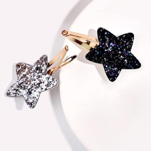 Tazweeq 16Pcs Clips for Girls,Cute Hair Clips No Slip Metal Snap Hair Pins, Girls Kids Glitter Hair Accessories, Star Shaped Kids Hair Clips