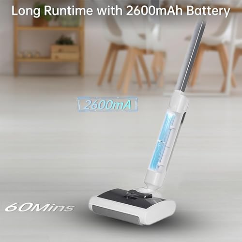 20W Wet-Dry Cordless Vacuum Cleaner - Dual Rollers & Self-Cleaning | 40-60 Min Runtime, Rechargeable Handheld Vacuum Cleaner and Mop with LED Display for Hard Floors & Pet Hair