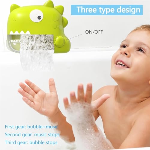 AM ANNA Baby Bath Toys for Kids Age 1-3, Dinosaur Automatic Bath Bubble Machine,Bathtub Bubble Maker with Music,Bathtime Shower Bathtub Toys for Toddlers,Birthday Gift for Boys Girls Age 1-5