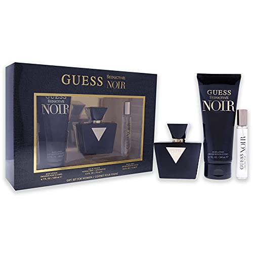 GUESS Seductive Noir for Women Edt 75ml + 200ml Bl + 15ml Mini Set, Silver/Navy