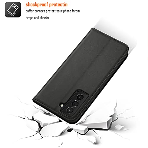 LANJLM Wallet Case for Samsung Galaxy S23 Phone Cases Premium Leather PU Flip Cover Magnetic Shockproof Closure Book Design with Kickstand Feature & Card Slots Galaxy S23 Case - Black