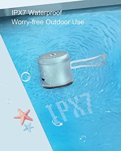 EWA A119 Mini Bluetooth Speaker with Lanyard, Small Speaker with Bass Radiator, IPX7 Waterproof, Tiny but Powerful, Super Cute Metal Wireless Portable Speaker for Home, Office, Travel, Outdoors (Blue)