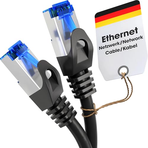 KabelDirekt – 20m – Ethernet, patch & network cable (transfers gigabit internet speed, ideal for 1Gbps networks/LANs, routers, modems, switches, RJ45 plug (silver), black)