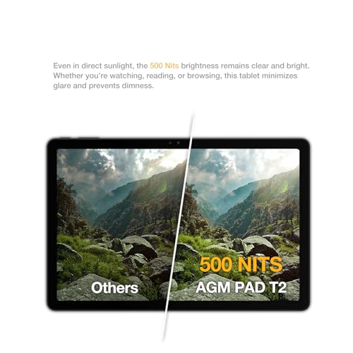 AGM PAD T2 Tablet Android 14, MTK G91 Octa-Core, FHD 1920x1200 Display, 4GB RAM, 256GB ROM (TF 512GB),GPS/Type-C/8000mAh Battery/Dual SIM 4G LTE/5G Hz WIFI/Face ID