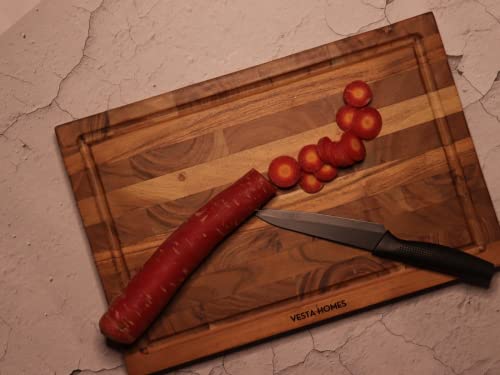 Vesta Homes Wooden Cutting/Chopping/Serving Board, Platter for Vegetables, Cheese and Charcuterie | Acacia Wood | 33 x 21.5 x 1.5 cm | Handcrafted in India