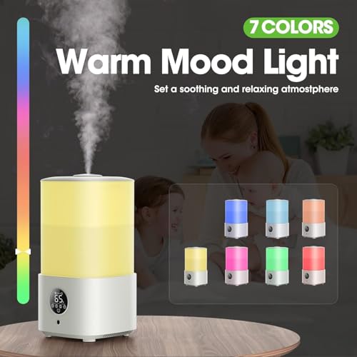 Baeskii 2.5L Humidifiers for Bedroom with Night Light, Cool Mist Humidifier for Home, Office & Plant, Auto-Off, Up to 38H for 20 ?, Quiet Operation with 360° Rotation Nozzle