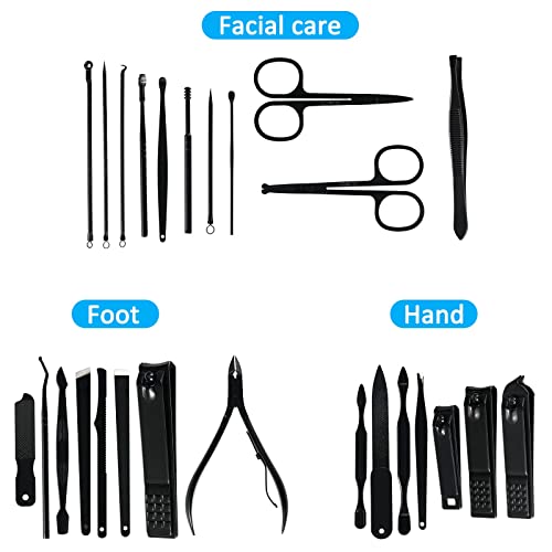 NALACAL Manicure Set Professional Nail Clipper Kit-25 Pieces Stainless Steel Manicure Kit,nail Care Tools With Luxurious Travel Case