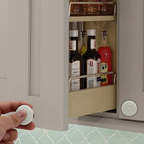 Unlorspy 12 Pcs Ceramic Knobs, 34mm/1.33 Inch Diameter Floral Ceramic Cabinet Knobs Decorative Knobs Round Dresser Knobs Drawer Pulls Handles Single Knobs with Screws for Furniture Cabinet (White)