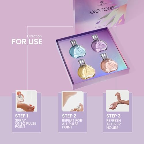 Carlton London Exotique Gift set of 4 premium perfume - 30ml each I Orange, Cedar, Honey and Rose fragrance I luxury EDP perfume for girls and ladies | Best gift set for women