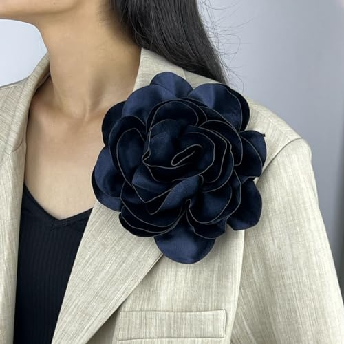 Satin Fabric Rose Flower Extra Large Big Brooches Camellia Flower Oversized Brooch Pin for Women Wedding Party Dance Banquet Dress Suit Ceremony Clothes Accessories Gifts 7.5in