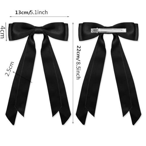 EOMECUIGAO Hair Bows for Women Girl, 3Pcs Bow Hair Clips, Women Satin Hair Ribbon With Long Tails