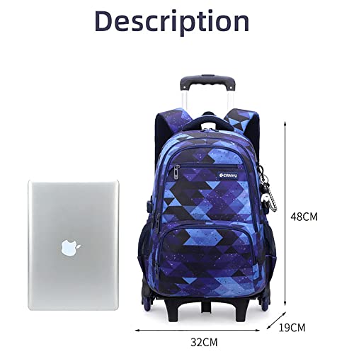 Kids Rolling Backpacks Fashion Printed Trolley School Bags Large Capacity Wheeled Kids' Luggage Bag for Elementary Boys Girls Schoolbag
