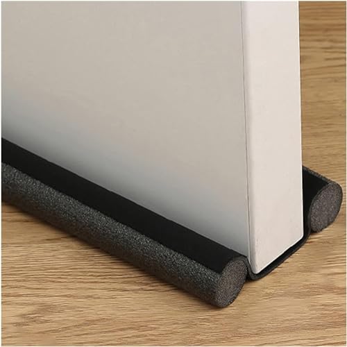 ECVV Twin Door Draft Stopper, Double Side Under Door Bottom Seal Strip Noise Blocker | Door Sweep Draft Blocker for Door | 10 * 95cm | Black