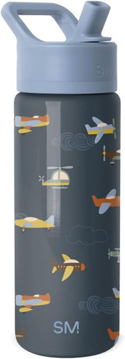 Kids Summit Water Bottle with Straw Lid 18oz Stainless Steel Cup Insulated Tumbler for Toddlers, School Confetti - 532 ml Wheels Up