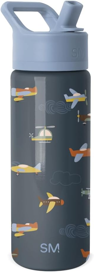 Kids Summit Water Bottle with Straw Lid 18oz Stainless Steel Cup Insulated Tumbler for Toddlers, School Confetti - 532 ml Wheels Up