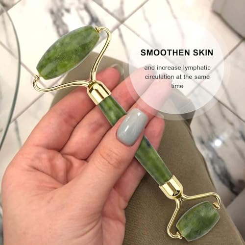 Facial Tools & Face Roller for Wrinkless Natural Skincare Tool Jade Roller for Face (Green), Mint Green Tea Jade Crystal Facial Roller
