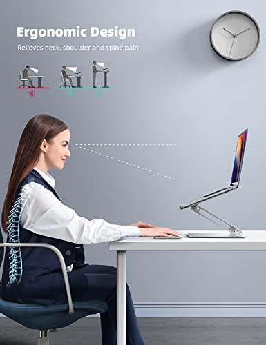 Lamicall Laptop Stand Riser Portable - Foldable Height Adjustable Ergonomic Computer Notebook Stand Holder Lift for Desk, Compatible with MacBook Air Pro, Dell XPS, HP (10-17'') - Silver