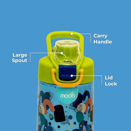 The Moon Brand Kids Tritan Water Bottle Portable 630ml for Indoor & Outdoor Activities: TravelPicnicsHikingBikingCamping Spill ProofBreak ResistantBPA Free, OdorFree Perfect Gift - Green