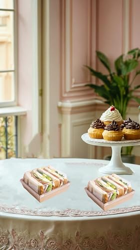 Sweet seven 50 Pack 3.5" Brown Square Disposable Paper Charcuterie Boxes with Clear Lids for Food Desserts and Bakery Items Ideal for Sandwiches Cake Slices Cookies and More