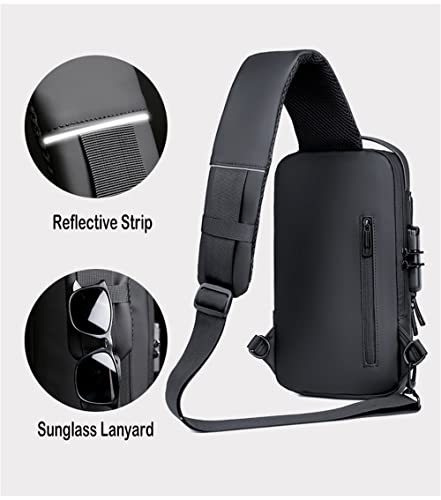ZYING Anti theft Crossbody Sling Bag, 9.7 iPad, Black, 13 in x 7.1 in x 3.5 in