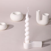 AMERTEER Spiral Candle Holders Set of 7 | Elegant Ceramic Taper Candle Stick Holders for Tall Spiral Candles & LED Candles | Modern Metal Look Table Centerpieces for Wedding, Dining, Party Décor
