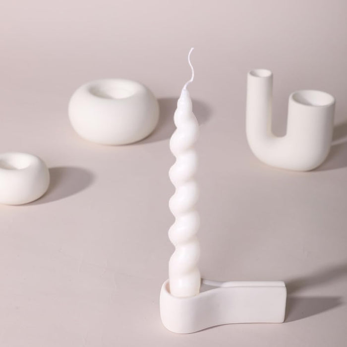 AMERTEER Spiral Candle Holders Set of 7 | Elegant Ceramic Taper Candle Stick Holders for Tall Spiral Candles & LED Candles | Modern Metal Look Table Centerpieces for Wedding, Dining, Party Décor