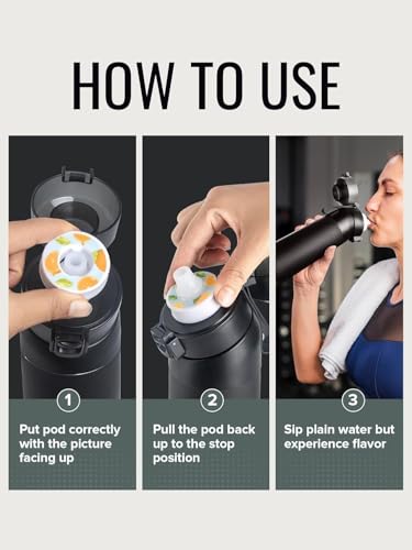 New Stainless steel Air Water Bottle,Air Up Water Bottle, Fruit Flavoured Water Bottle with 3 Flavour Pods – BPA Free, 0 Sugar 0 Calorie for Kids, Gym And Outdoor Activities,3Pods (Black)