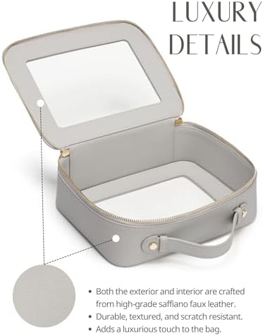 Small Cosmetic Bag for Purse Mini Makeup Bag for School Cute Clear Make Up Pouch for Travel Tiny Leather White Make Up Organizer Case for Backpack Toiletry Bag Waterproof Square Pouch with Zipper