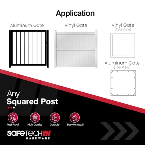 Safetech SL-25 10" Magnetic Pool Gate Latch - Swimming Pool Gate Lock - Magnetic Top Pull Latch - Perfect for All Gates Security Lock for Kids & Pet Safety - Self Closing and Self Latching Gate Latch