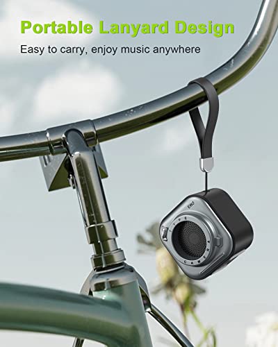 EWA Mini Wireless Bluetooth Speaker with Lanyard and Bass Radiator, Original Camera Shape, for TF Card, Small, But High Volume, Portable, for Home, Parties, Travel, Outdoor, Black