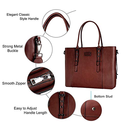 MOSISO PU Leather Laptop Tote Bag for Women