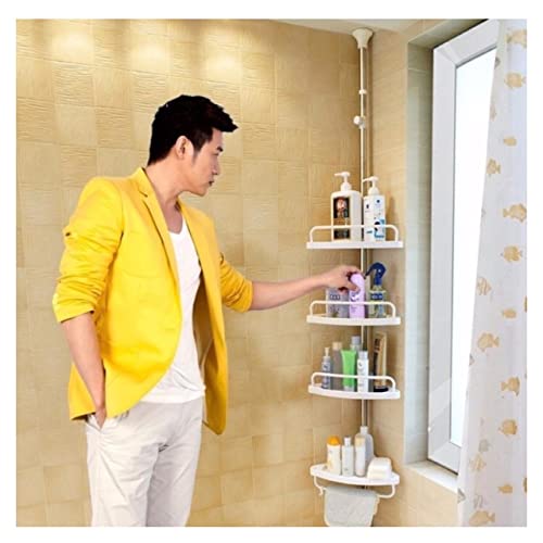 Shower Shelves Rack,4-Tier Bathroom Height Adjustable Telescopic Shower Shelf Shower Corner Rack for Shampoo Soap Tower, Iron (1)