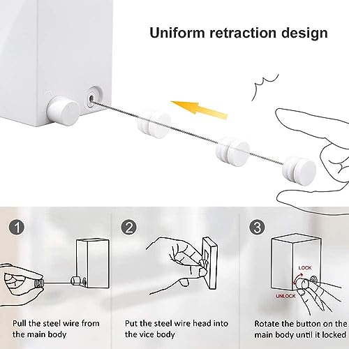 APAP Retractable Clotheslineï¼4.2m Wall Mounted Clothes Drying Line, 304 Stainless Steel Clothes Lineï¼Heavy Duty Stainless Steel Extendable Laundry Line for Indoor Outdoor Bathroom Balcony (White)