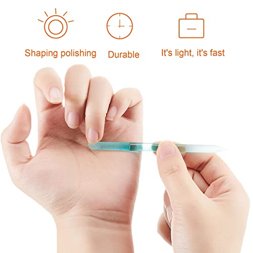 SYOSI 3Pcs Glass Nail Files, Dual-ended Nail File Cuticle Remover Pedicure Tools for Nails and Cuticles Care Nail Tools (Pink, Blue, Transparent)