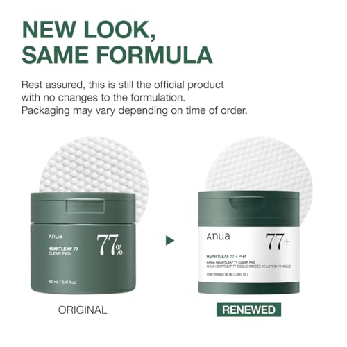 ANUA Heartleaf 77 Toner Pad, Mild Exfoliating Facial Pads for Glass Skin, Hydrating Pore Care for Sensitive Skin, Heartleaf Extract, PHA, Centella, Non comedogenic, Korean Skin Care (70 Pads)