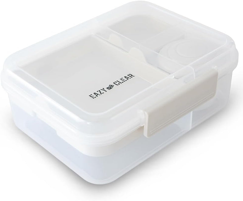 3/4/5 Compartment Convertible 1650ml Bento Lunch Box with 150ml Gravy Bowl - Grey