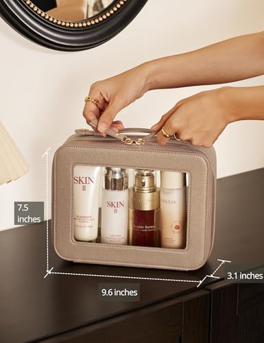 Small Cosmetic Bag for Purse Mini Makeup Bag for School Cute Clear Make Up Pouch for Travel Tiny Leather White Make Up Organizer Case for Backpack Toiletry Bag Waterproof Square Pouch with Zipper