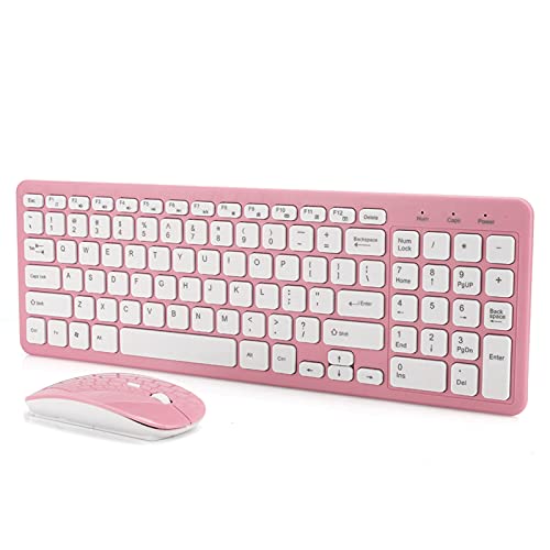 needlid Wireless Keyboard Mouse Combo, Ultra-Thin Compact Full Size Keyboard and Mouse Set with 3-Speed Micro USB Receiver, 96 Keys Keyboard 4 Keys Mouse for Computer PC Laptop