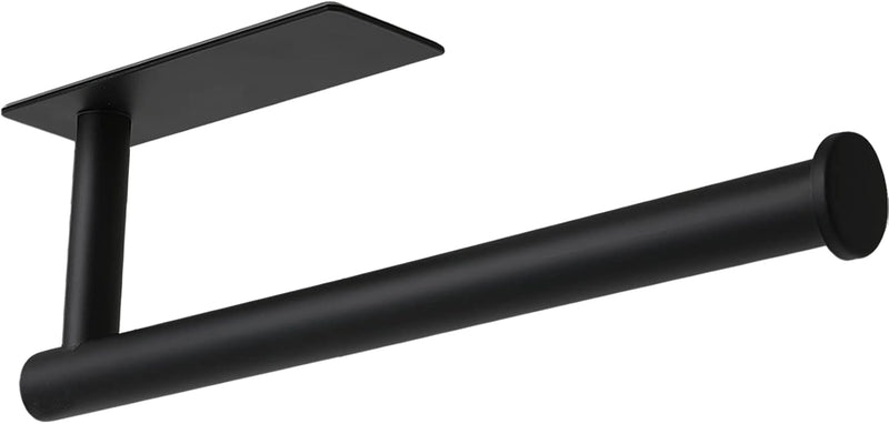 theaoo Under Cabinet Paper Towel Holder for Kitchen, Adhesive Towel Roll Rack for Bathroom,Wall Mounted Matte Black, SUS304 Stainless Steel - Black