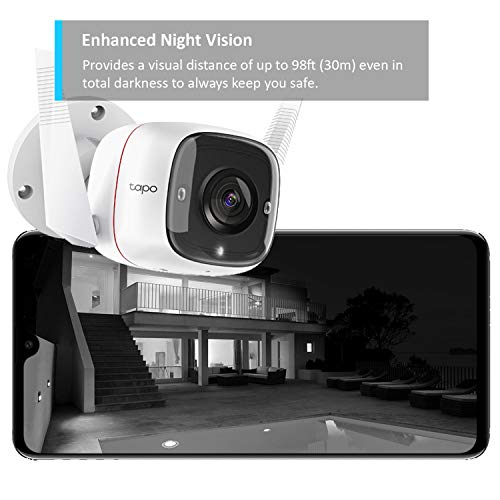 Tapo 2K Outdoor Security Camera, Motion Detection, IP66 Weatherproof, Built-in Siren, 2-way Audio, 3MP, Night Vision, Cloud &SD Card Storage, Works with Alexa & Google Home (Tapo C310)