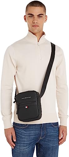 Tommy Hilfiger Men Essential PU Mini Reporter Shoulder Bag Small, Black (Black), One Size