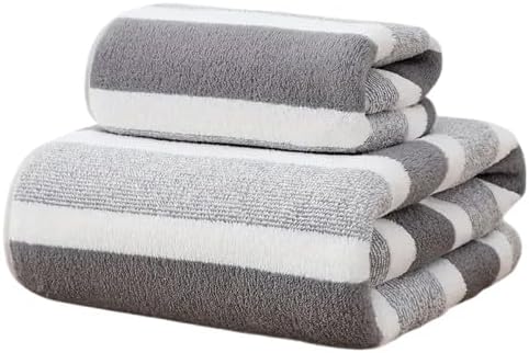 Ultra Soft Bath Towel Set, 100% Cotton, Bath and Hand Towels, Striped, Universal (Brown)